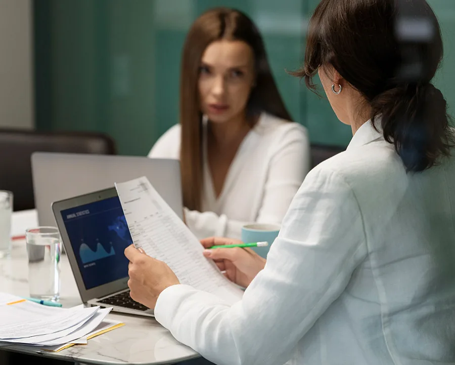 Physician reviewing results with an older patient