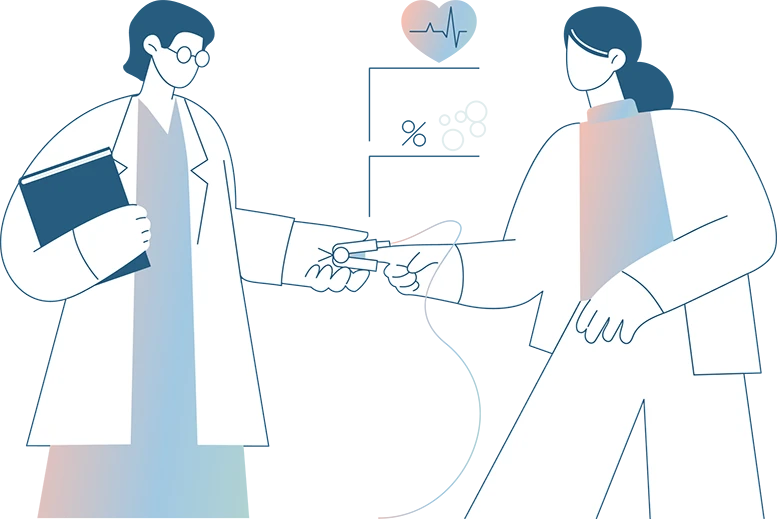 Illustration of two clinicians working together