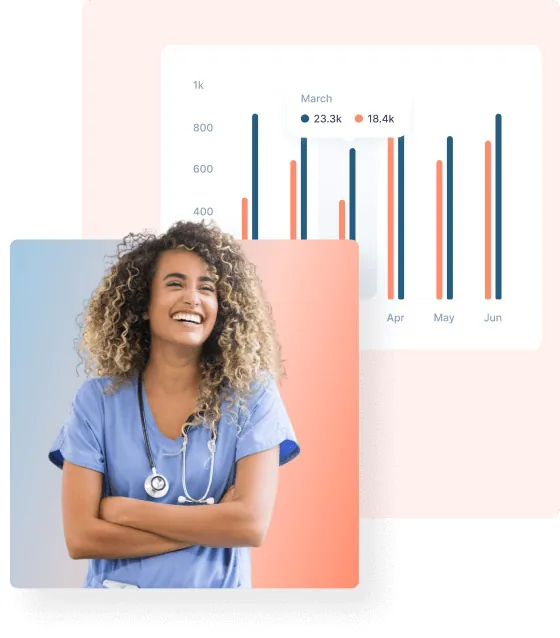 Nurse beside a chart of patient readings